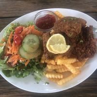 Knusperschnitzel at Hirschbachstueberl in Lenggries