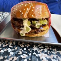 BaeBQ burger with bbq brisket   at Flave in Darlinghurst