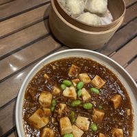 Mapo Tofu and dumplings  at Taiwan Vegan Yoichi in Osaka