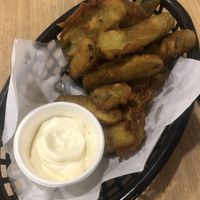 Beer battered pickles   at Your Mates Bowls Pub in Cooroy