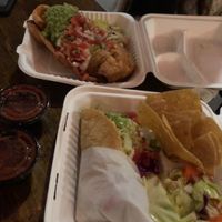 Chorizo chimichanga and pmt taco  at Pokez in San Diego