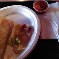 Burrito and salsa at Pokez in San Diego