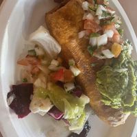 Chimichanga with tofu, potato, and mushroom   at Pokez in San Diego