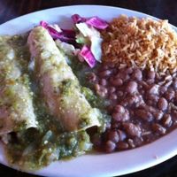 Enchiladas suiza made vegan at Pokez in San Diego