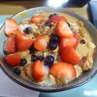 Porridge (my friend took it with honey; ask for the vegan version) at Złoty Osioł  in Katowice
