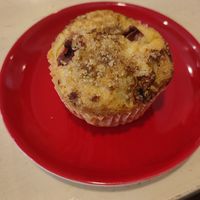Vegan rhubarb muffin 🧁 at Muffins and More in Riga