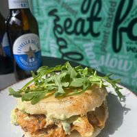 Arepa de pollo at Rúkula Vegan Food in Malaga