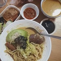 Handmade YTF with laksa noodles at Ji Xiang Vegetarian Handmade Yong Tau Foo - 吉祥手工素酿豆腐 in Northeast Singapore