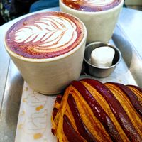 Buddy Latte + Pain au Chocolat at Buddy Buddy in Paris