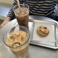 Iced coffee, iced mocha and peanut cookie  at Buddy Buddy in Paris