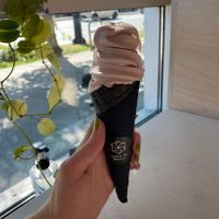 Raspberry cream & vanilla twist  at Softie & Co in Vancouver