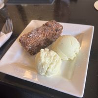 Vegan chocolate and banana loaf with homemade ice cream  at The Cannon Inn in Whitley Bay