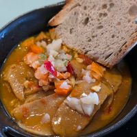 Pica-pau (a seitan based starter) at Oásis da Lagoa in Vila Nova De Santo Andre