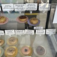 Display case   at The Better Donut - temporarily closed in Tulum