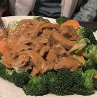 Peanut broccoli with mock duck  at Supannee House of Thai Restaurant & Catering in San Diego