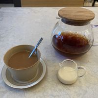 Ginger tea with oat milk   at Cafe Gallery Sun 燦 in Kyoto
