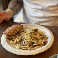 Daily pasta ‘lots of mushrooms'  at Cafe Gallery Sun 燦 in Kyoto