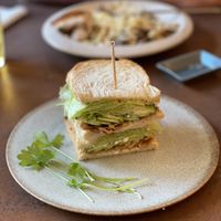 Ham salad sandwich (no ham, added sausage)  at Cafe Gallery Sun 燦 in Kyoto