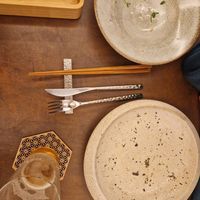 All gone, and the chopstick holder is where it belongs. at Cafe Gallery Sun 燦 in Kyoto