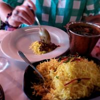 Saffron rice and creamy beam dahl at Guneet's Indian Restaurant in Melton  in Melton