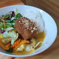 Pumpkin w/ crispy Tofu, Seitan & vegetables at Vui Ve in Berlin
