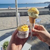 Left: passion fruit. Right: passion fruit and basil lemon at Artisani in Cascais