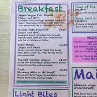 breakfast menu at Global Tribe Cafe in Leeds