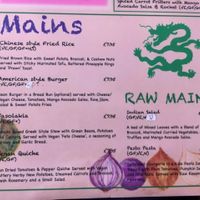 mains menu at Global Tribe Cafe in Leeds
