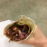 Ordered at the Great Yorkshire Vegan Festival - Sticky Thai rib wrap, served with fresh salads. at Global Tribe Cafe in Leeds