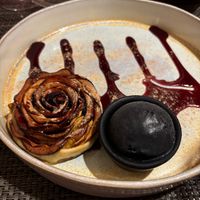 apple tart with black vanilla ice cream at Essencia in Porto