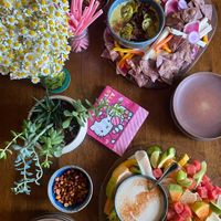 Fruit Platter and Queso for catered event :) at Vegan Chula at 51 & Tel in Oakland