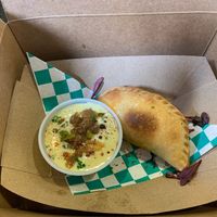 Chorizo Con Papas Empanadas with Queso Blanco at Vegan Chula at 51 & Tel in Oakland