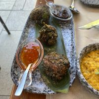 Saag pakoras   at Buddha Soul in Venice