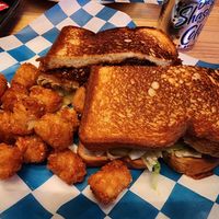 "Baby Q" chick'n sandwich with tater tots at Big Kids - Food Stall in Chicago