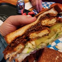 Bbq sandwich close up at Big Kids - Food Stall in Chicago