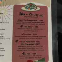 vegan menu   at Kin Len  in San Diego