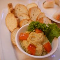 Hummus and bread. at Cafe Soleil in Phnom Penh