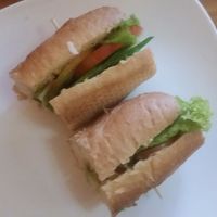 Hummus and salad bagette at Cafe Soleil in Phnom Penh