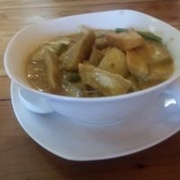 Curried Noodle and Veg Soup at Cafe Soleil in Phnom Penh