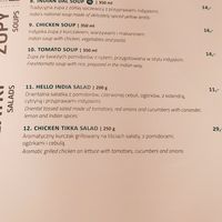 Vegan options labeled with VG at Hello India in Krakow