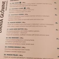 Vegan options labeled with VG at Hello India in Krakow