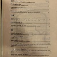 Starter menu  at Uncle Wang in Brisbane