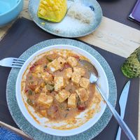 Tofu massaman and coconut mango sticky rice at Casa Lili in Teulada