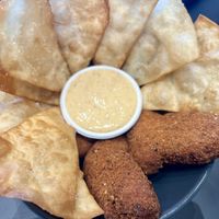 Avocado fries with some kind of crispy bread   at Veg Stop in Riga