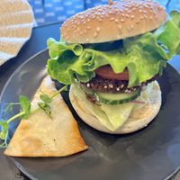 Avocado burger than came in the set lunch   at Veg Stop in Riga
