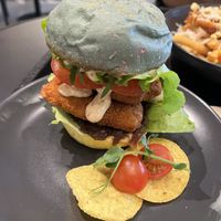 Fake chicken burger  at Veg Stop in Riga
