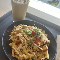 chicken fries and tropical smoothiee  at Veg Stop in Riga