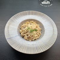 Pasta carbonara  at Veg Stop in Riga