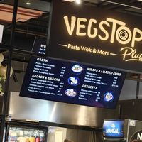 Menu with meat and seafood at Veg Stop in Riga