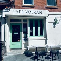 The cozy cafe with outside seating. at Cafe Volkan in Brooklyn